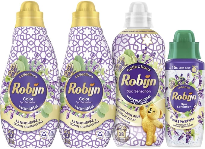 Robijn - Spa Sensation - 4 stuks - 2x wasmiddel + 1 wasverzachter + 1 wasparfum - Voordeelverpakking