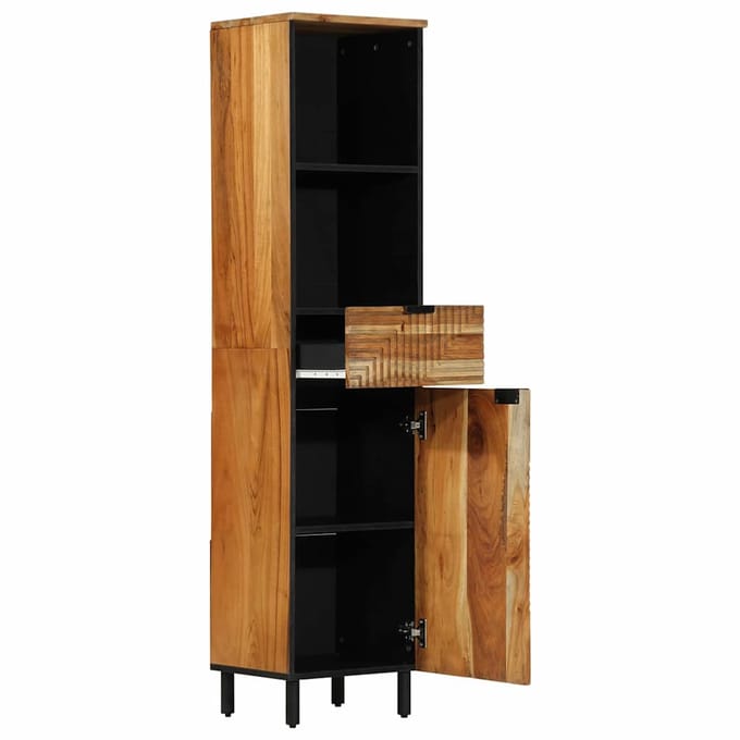 vidaXL - Badkamerkast - Solid - Acacia - Wood - 38 - x - 33 - x - 160 - cm