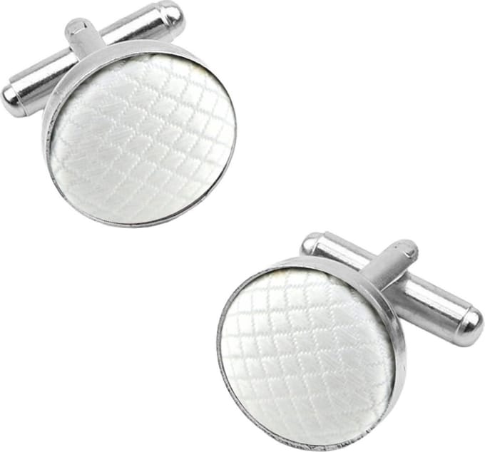 Fako Bijoux - Manchetknopen - Staal & Ruit - 16mm - Wit