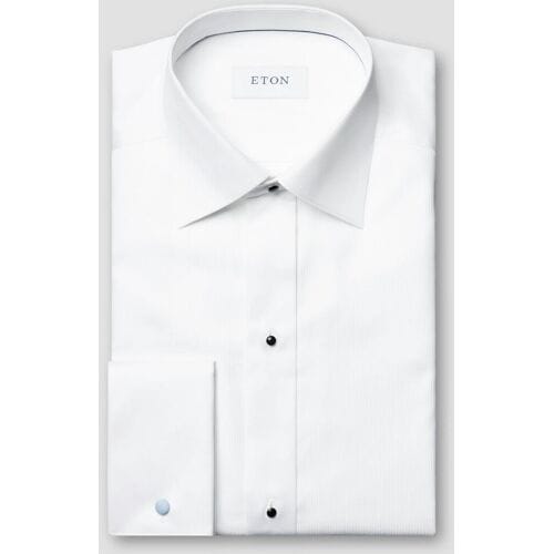 Eton Overhemd Subtle Texture Fine Striped Bib Evening Piqué Wit / male