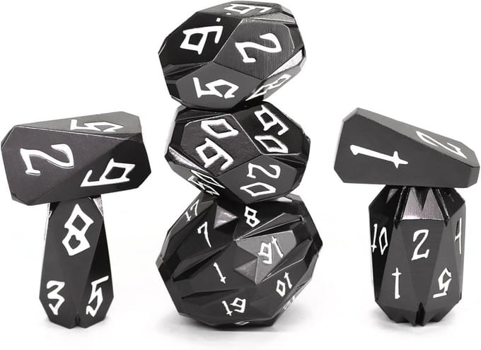 Zware Metalen D&D Dobbelstenenset 7 Stuks Polyhedraal voor Rollenspellen en Verzamelobjecten