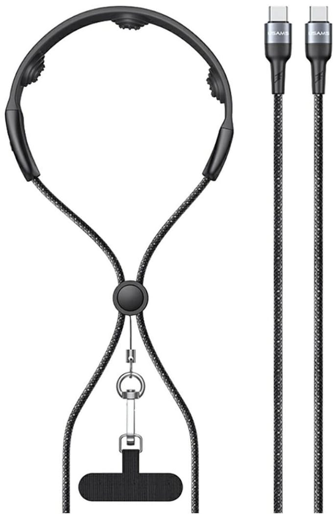 USAMS SJ759 U89 Kabel 100W Fast Charging met Massage & Lanyard - Zwart