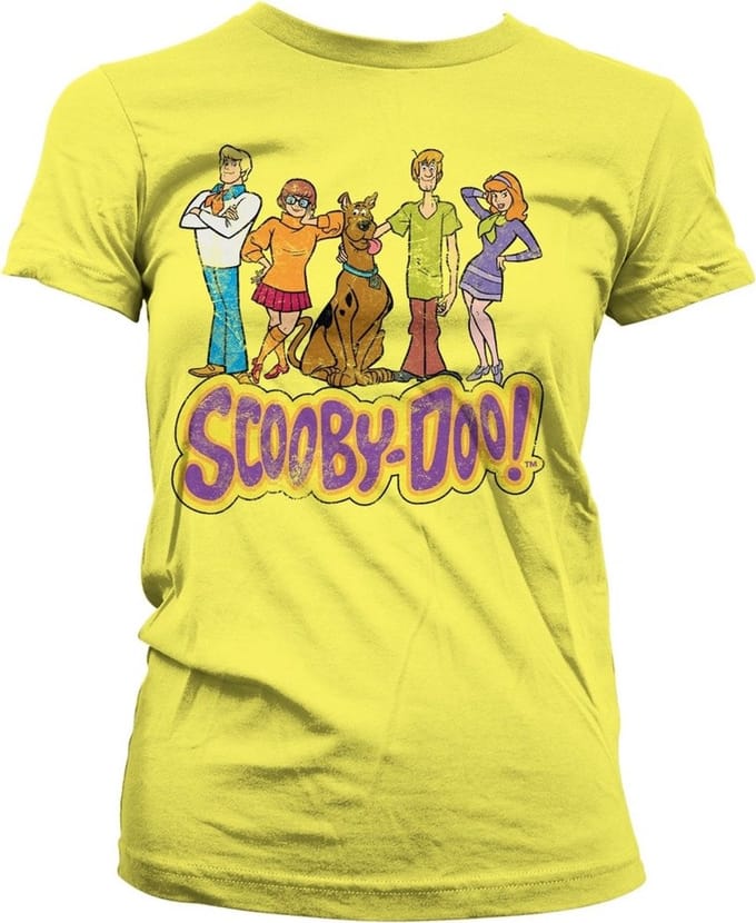 Team Scooby Doo Distressed Girly T-shirt voor dames, geel