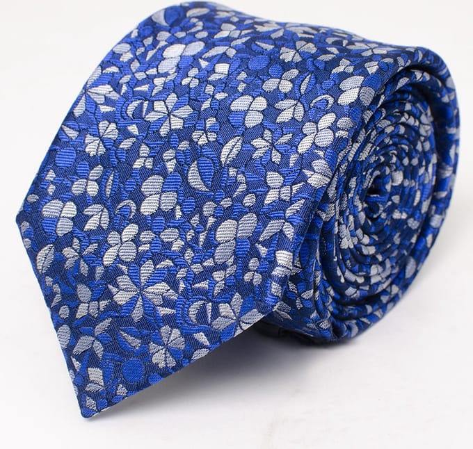 TRESANTI | BRIGHT | Zijden stropdas met getekende bloemen | Royal Blauw
