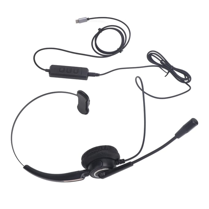 Telefoonheadset met microfoon met ruisonderdrukking Enkeloorsondersteuning USB C naar USB 3.5mm Connector