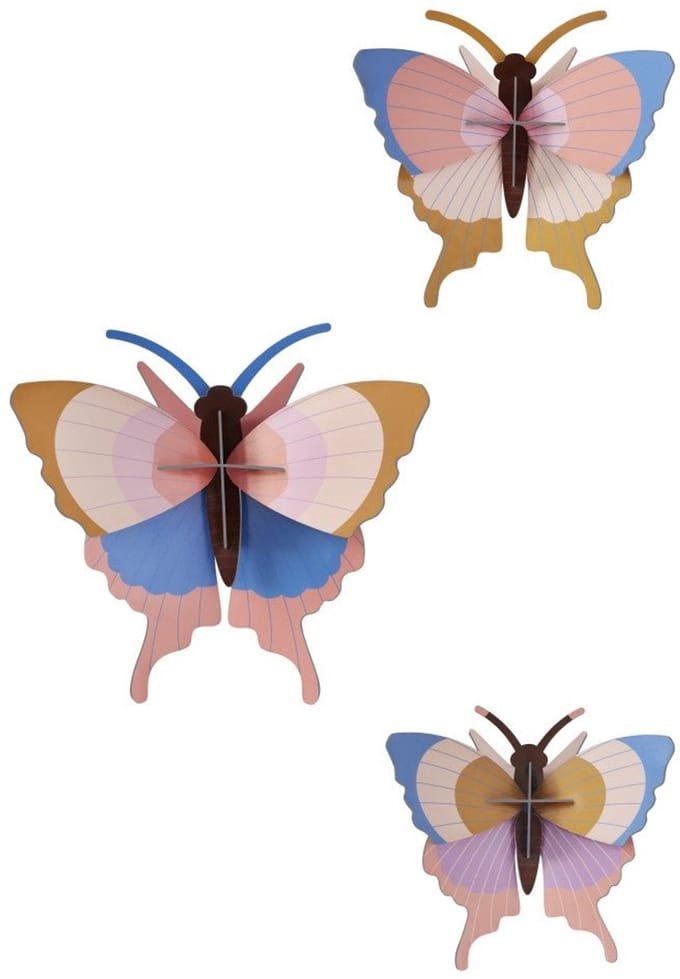 Studio Roof wanddecoratie Gold Rim butterflies set van 3