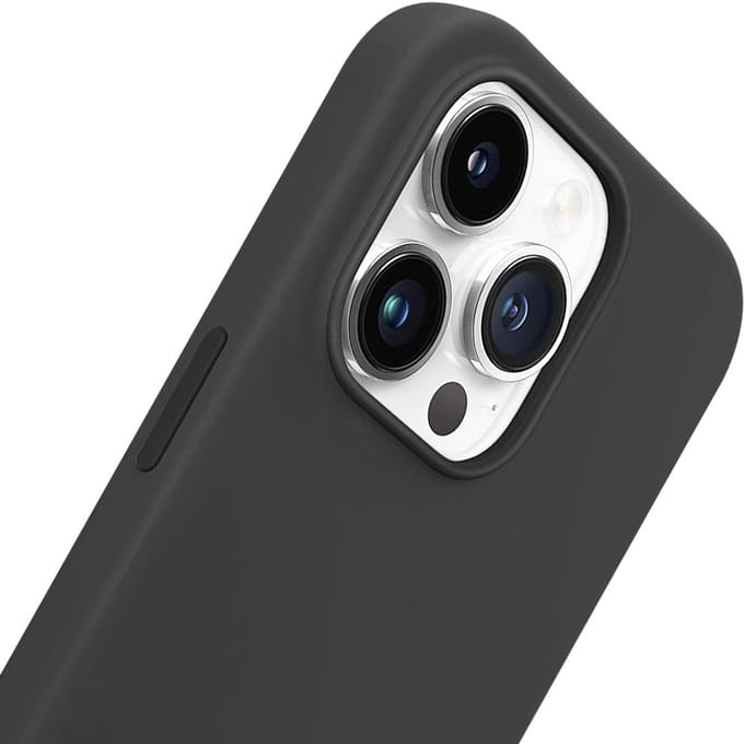 Jaym, Hoesje geschikt voor Apple iPhone 14 Pro Max - Siliconen MagSafe met Microvezel, Zwart