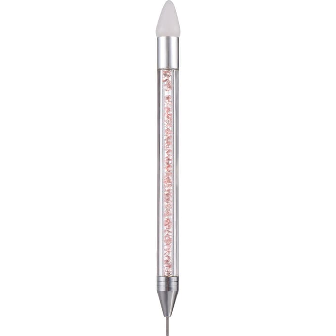 1 ST Dual-Ended Nail Rhinestone Picker Siliconen Tip Potlood Pick Up Applicator Dual Tips Tip Puntjes roze