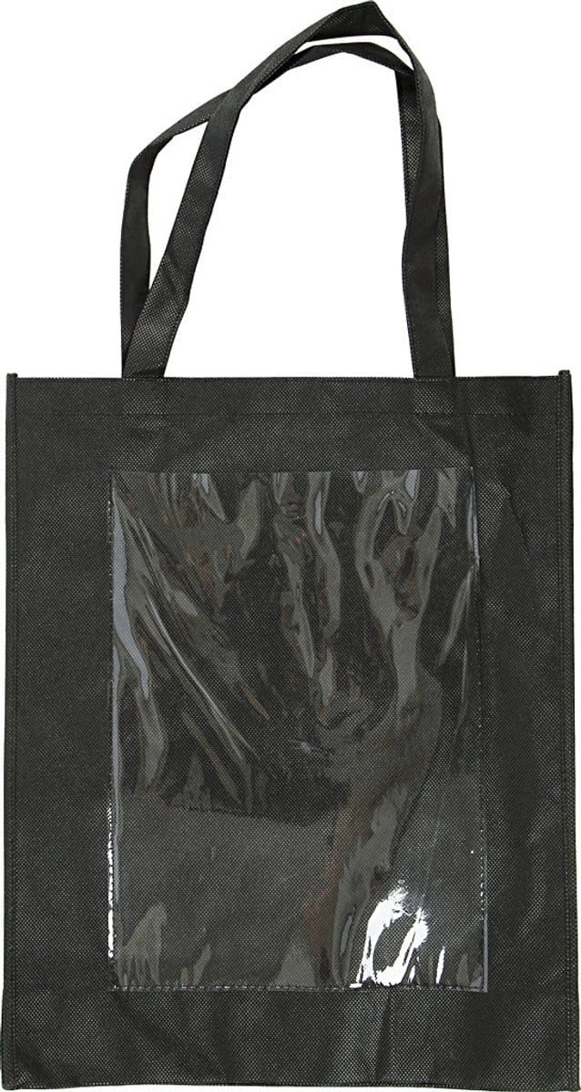 Tas met plastic voorkant, afm 42x34x12 cm, zwart, 1 stuk
