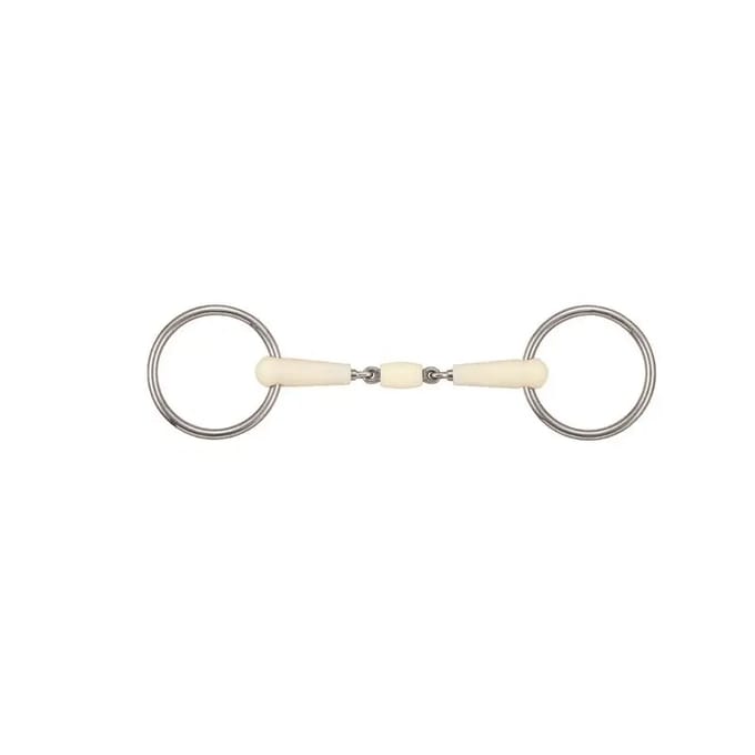 2-rings paardenbit met afneembare dubbele scharnierring + rol Soyo Happy mouth