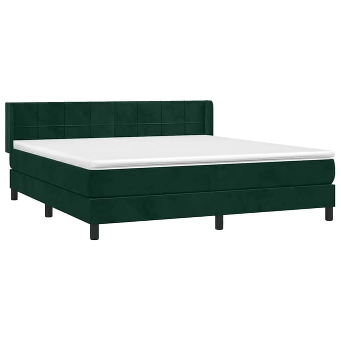 vidaXL - Boxspring - met - matras - fluweel - donkergroen - 180x200 - cm