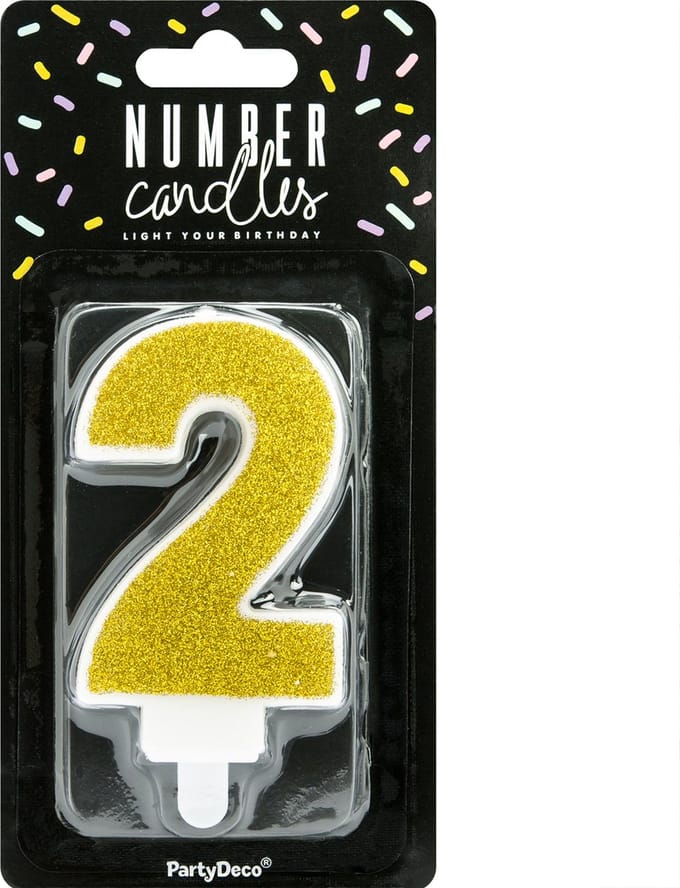 PartyDeco Cijferkaars 2 Goud 7cm