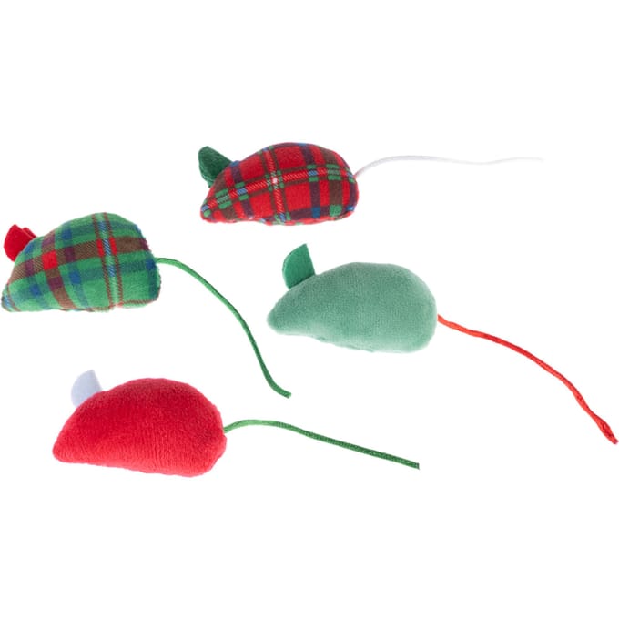 TIAKI Kerst kattenspeelset muizen 4 stuks