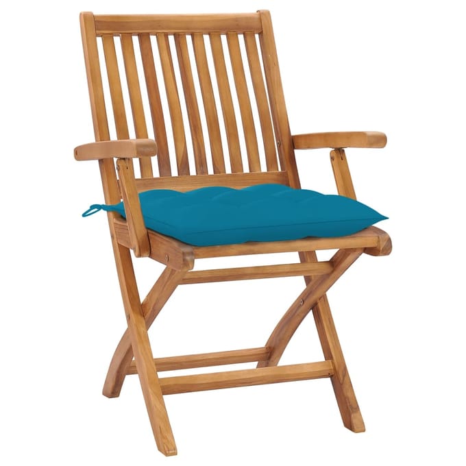 vidaXL - Klapstoelen - met - kussens, - 6 - stuks, - massief - teakhout