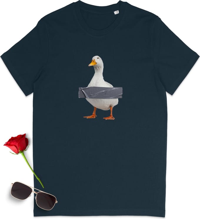 Heren t shirt Eend - Ronde Hals - Blauw - Maat S