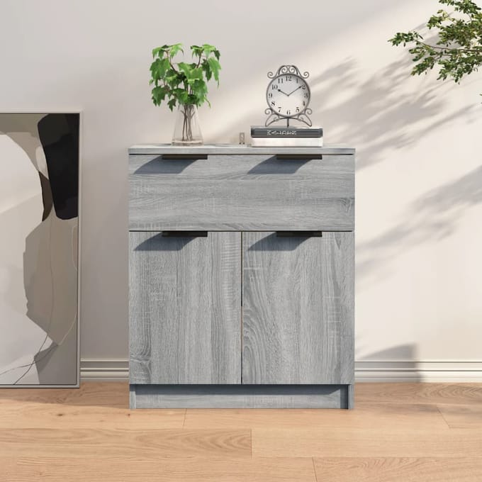 vidaXL - Dressoir - 60x30x70 - cm - bewerkt - hout - grijs - sonoma - eiken