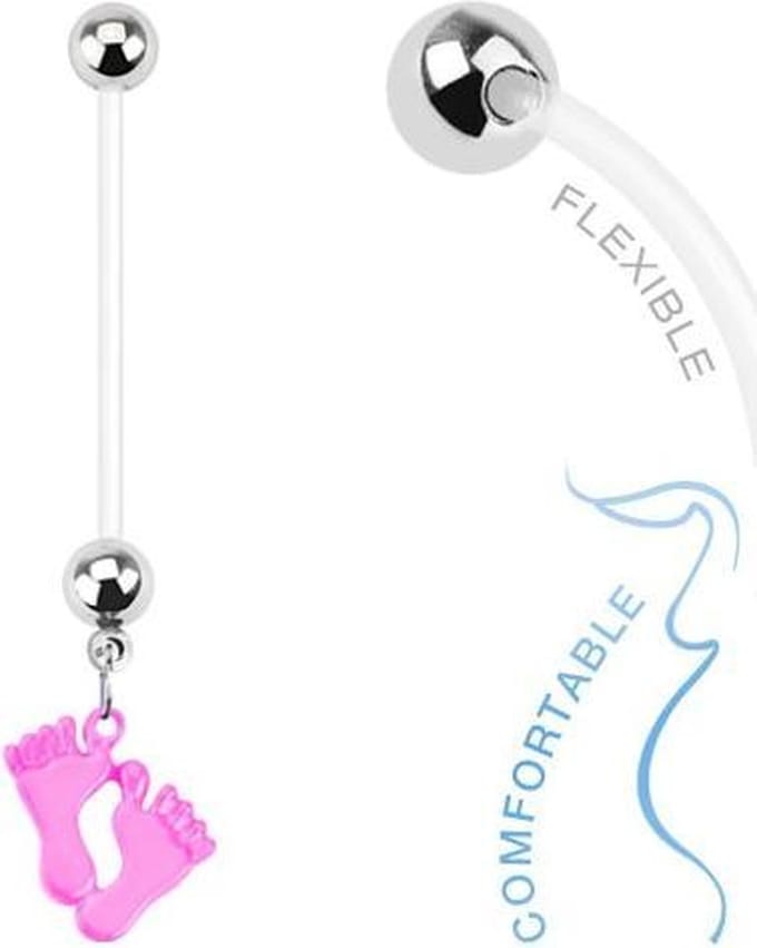 Fako Bijoux® - Zwangerschapspiercing - Babyvoetjes - Roze