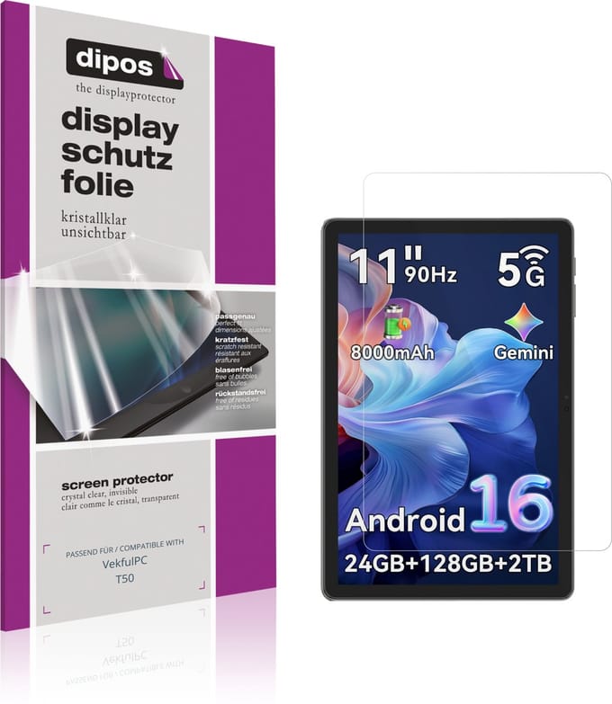 dipos – 2x Beschermfolie geschikt voor VekfulPC T50 | Krasbestendige & heldere Screenprotector Ultra-Thin