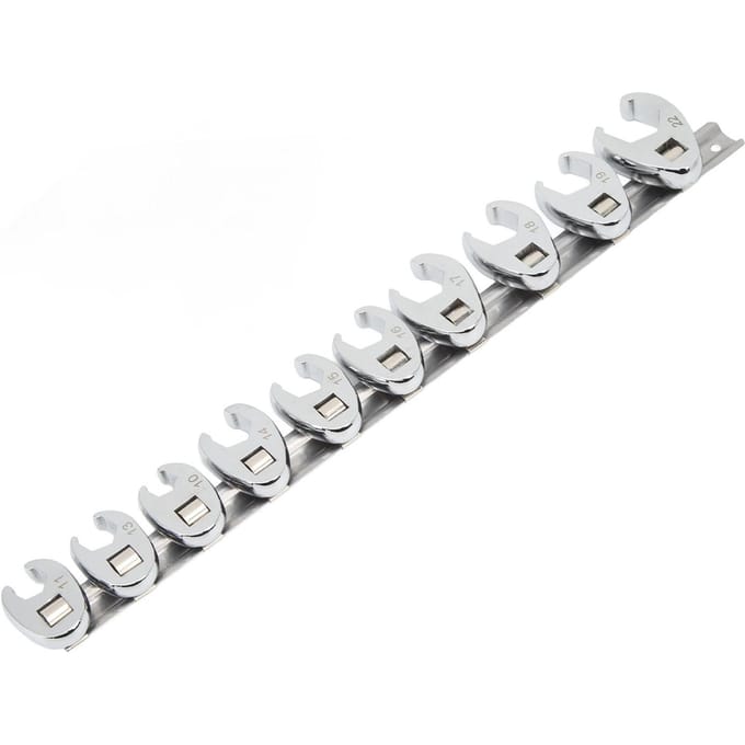 10 stuks Kraaienpoot Sleutelset 10mm tot 22mm Maten Metrische Moersleutel voor 3 8in Aandrijf Ratel white