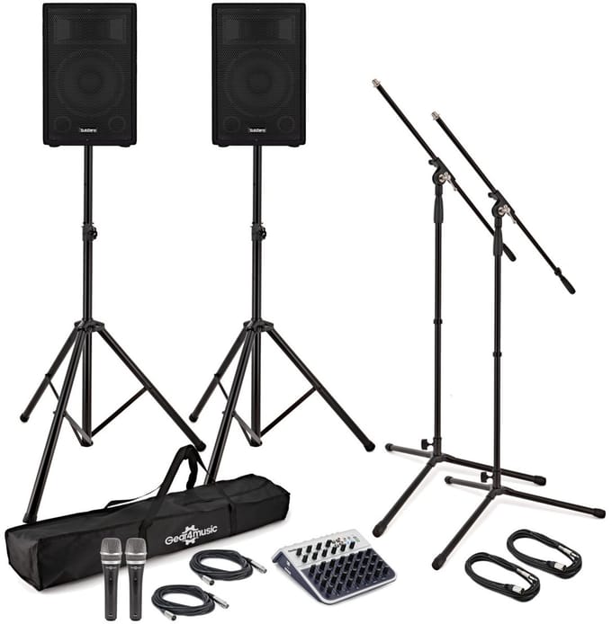 SubZero C10A Actief PA-systeem met Microfoons, Statieven en Mixer