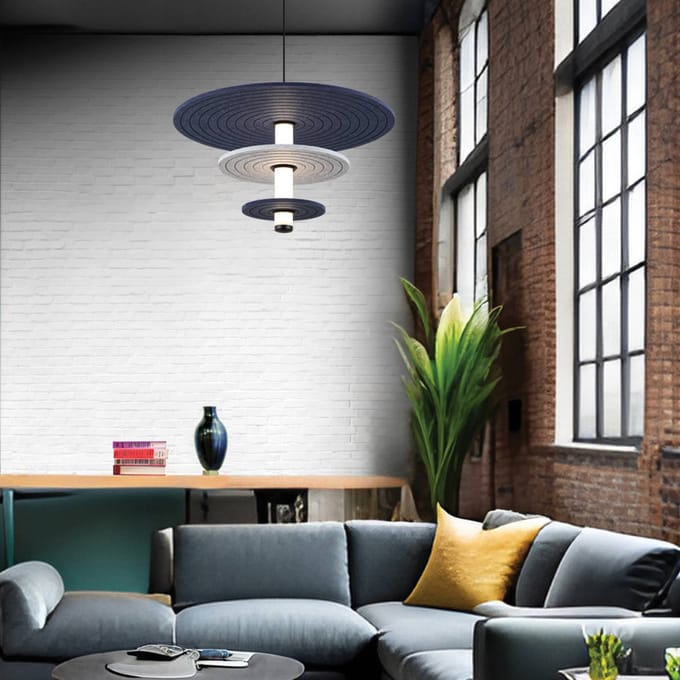 Viokef LED hanglamp Azul, hoogte 31 cm, blauw/grijs/zwart, vilt