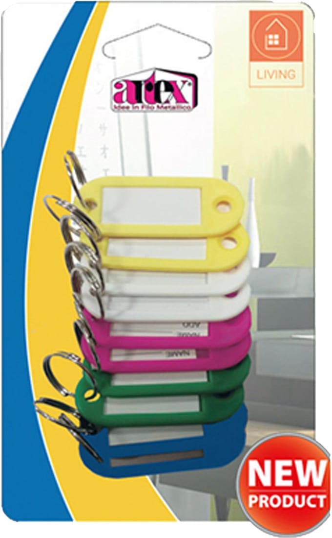Artex Sleutellabels/sleutelhangers - 10x - multi kleuren - kunststof
