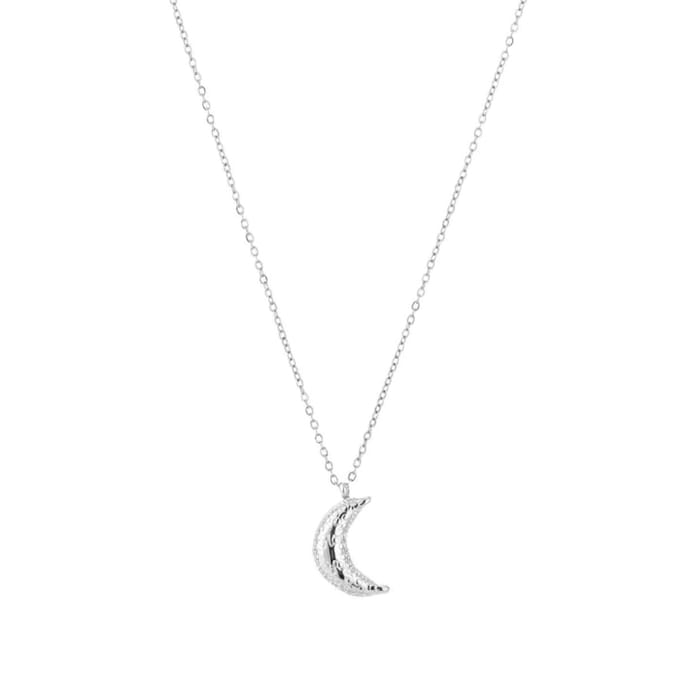 Bijoutheek Collier Maan Bewerkt Zilver