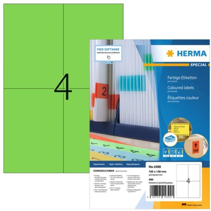 Herma Labels green 105x148 SuperPrint 400 pcs.