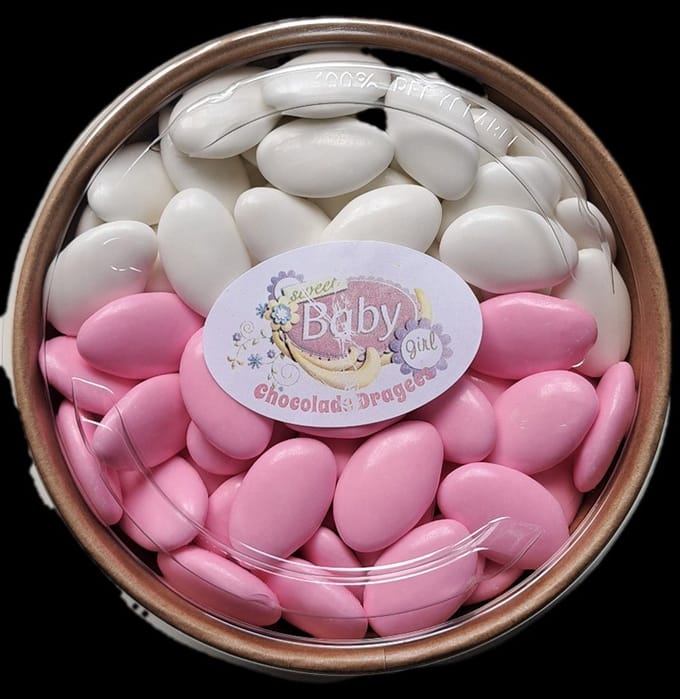 chocolade-dragees - roze-wit - 800 gram doopsuiker - suikerboon - chocoladedragee - doopsuiker