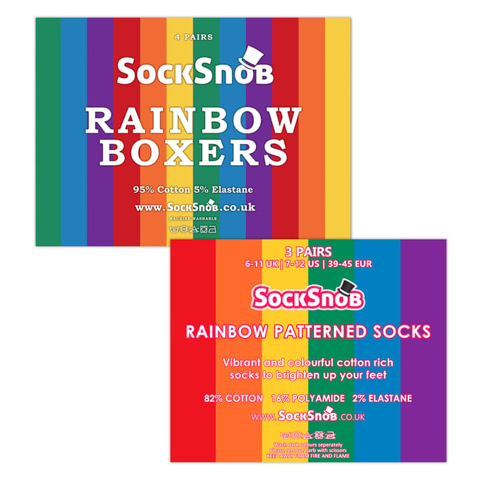 Heren Rainbow Sokken & Boxerset | 4 Pack Boxers & 3 Pack Gestreepte Novelty Sokken