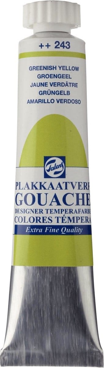 Plakkaatverf - 243 Groengeel - Gouache extra fine - Talens - 20 ml