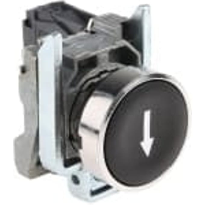 Schneider Electric Harmony push button complete with spring return and flat touch Oppervlak in Zwart with Wit arrow 1xno xb4ba3351