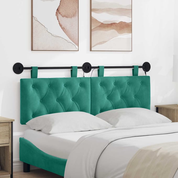 vidaXL - Hangend - hoofdbord - Turquoise - Fluweel