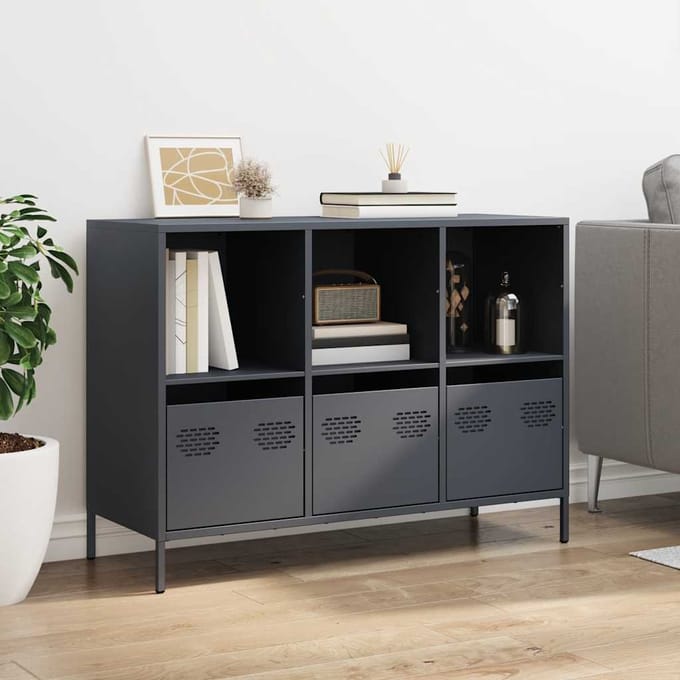 vidaXL - Dressoir - 101,5x39x73,5 - cm - koudgewalst - staal - antracietkleurig