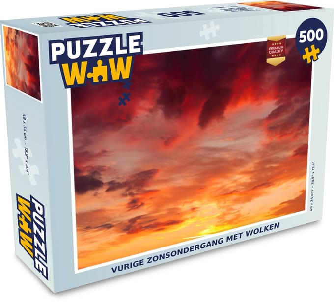 Puzzel Wolken - Zon - Rood - Legpuzzel - Puzzel 500 stukjes