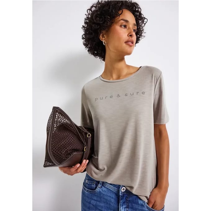 Silk-Look Shirt met tekst