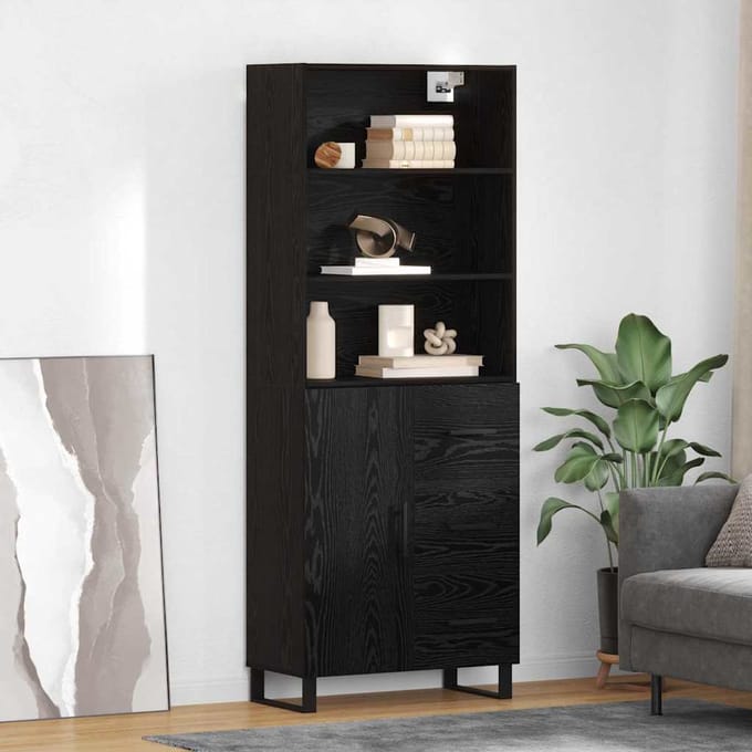 vidaXL - Highboard - 2 - st - Zwart - Eiken - 69,5 - x - 34 - x - 180 - cm