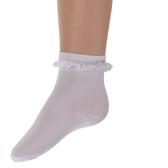 Meisjes sok wit met broderie-17/18