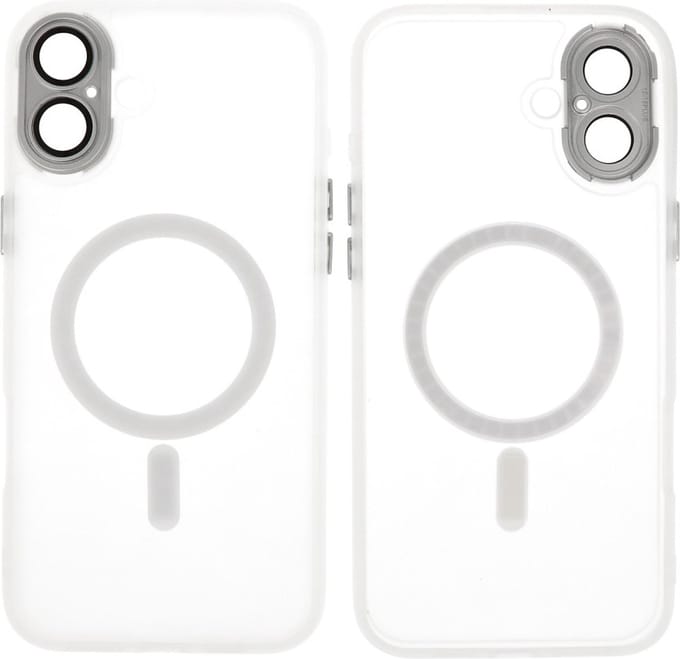 MagSafe Hoesje Geschikt voor iPhone 16 Plus - Mat-Transparent met Camera Beschermer Case - Wit
