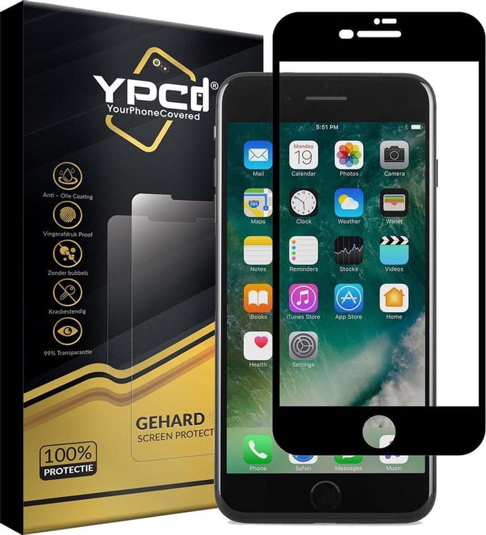 YPCd® Geschikt voor Apple iPhone 6 - 6s Glass Screenprotector - Rand tot Rand