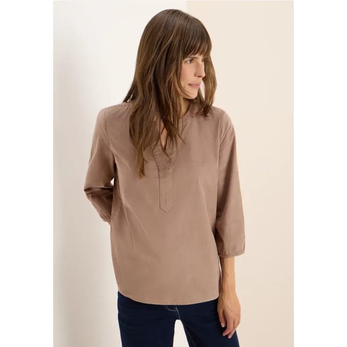 Corduroy blouse met gespleten hals