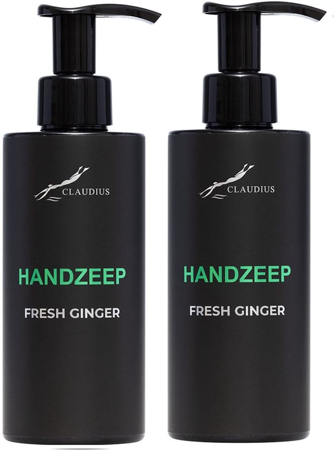 Handzeep Fresh Ginger 300 ml - met pomp - zwarte fles - set van 2 stuks