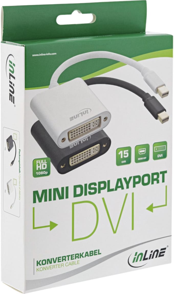 InLine® Mini DisplayPort naar DVI adapter Aluminium, zwart, 0,15 m