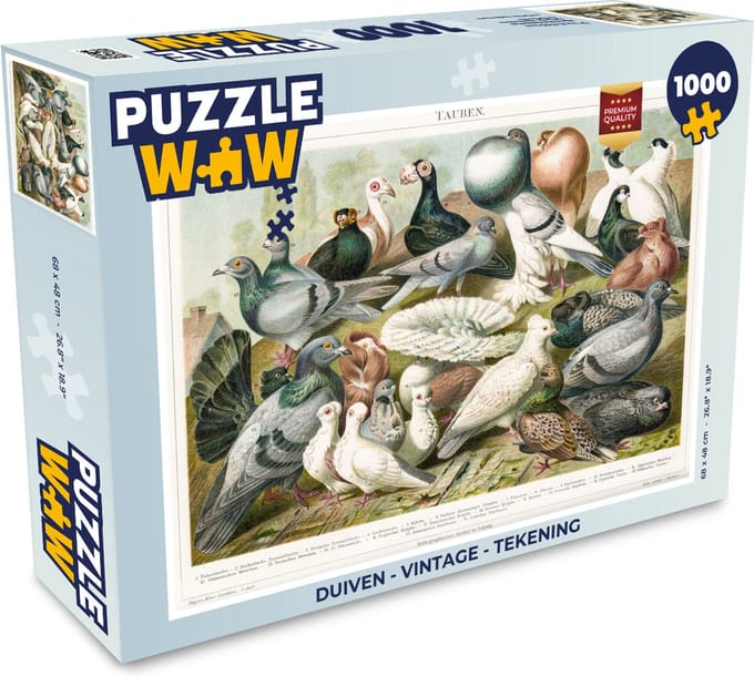 Puzzel Duiven - Vintage - Tekening - Legpuzzel - Puzzel 1000 stukjes volwassenen