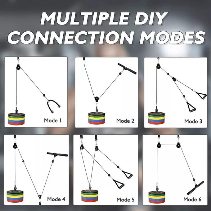 27 stuks Fitness Pulley System Gym LAT Pulldown Attachments Squat Rack Dual Cable Machine met Biceps 27pcs set black