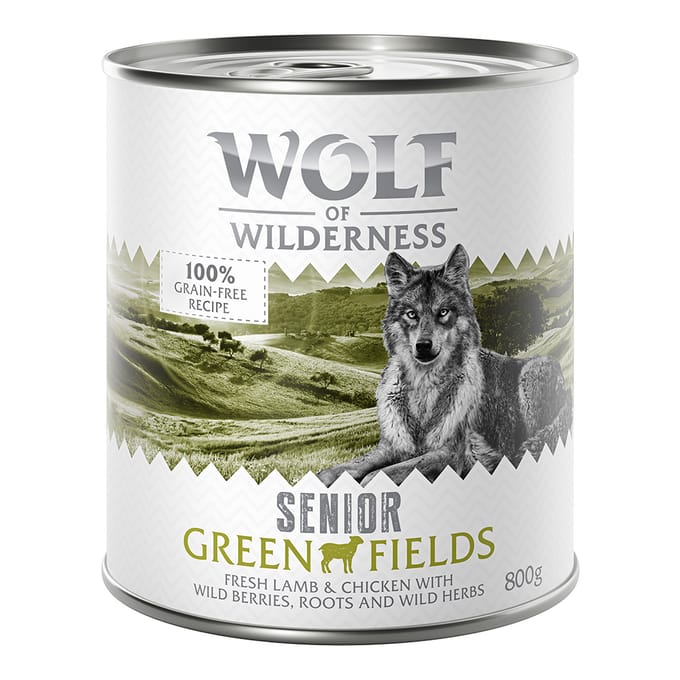 6x800g Senior Green Fields Lam & Kip Wolf of Wilderness Hondenvoer