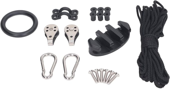 Anker Touw Kit - Boot Kajak - Watersport Stabiliteit - Niet-elastisch Nylon - 19x12x4 cm - Zwart