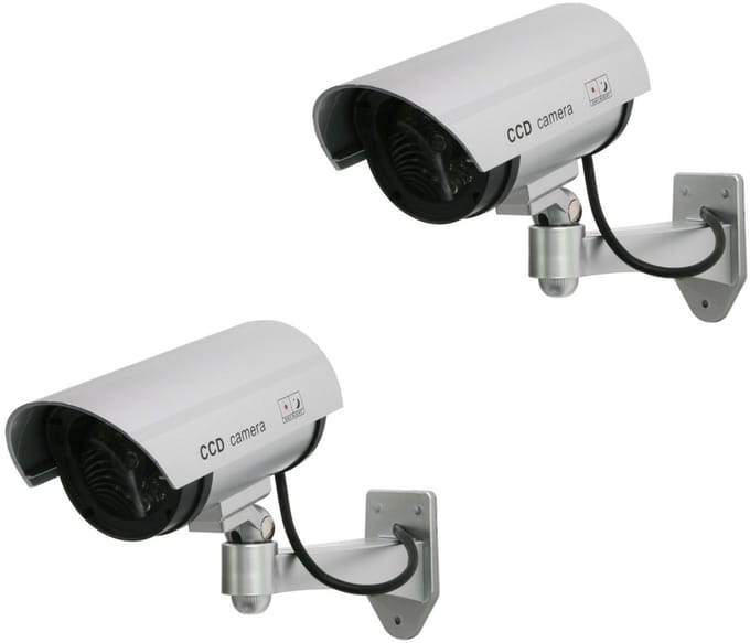 Dummy camera met knipperende LED IR1100 S IR voor buiten, zilver, 2 stuks