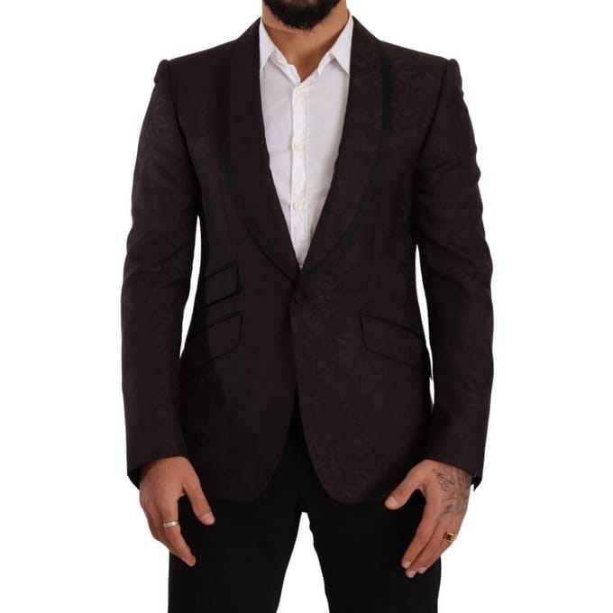 Dolce & Gabbana Heren Paarse Jacquard Effen SICILIA Blazer