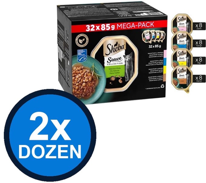 2x Sheba - Sauce Lover Vis Selectie in Saus Multipack - Kattenvoer Natvoer - 32x85g